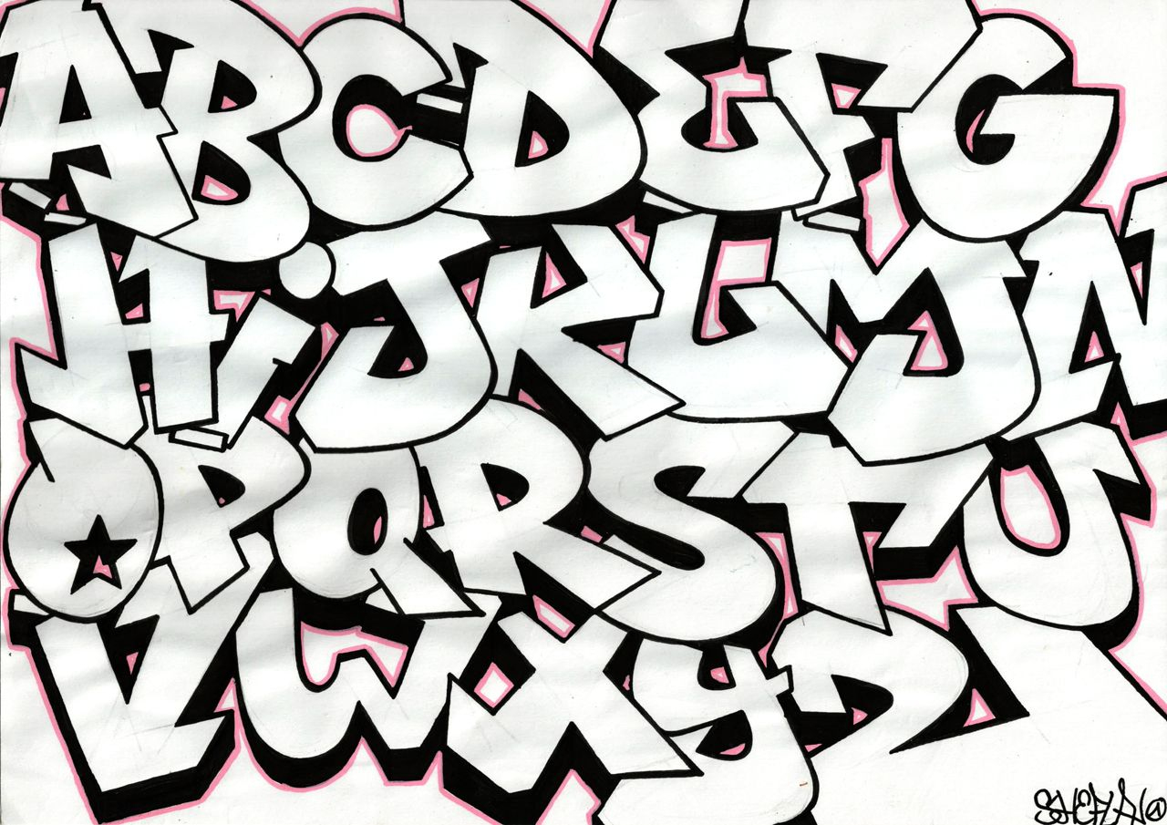 Kleurplaat Graffiti Alfabet #2 | Scripts In 2019 | Pinterest - Free Printable Graffiti Letters Az