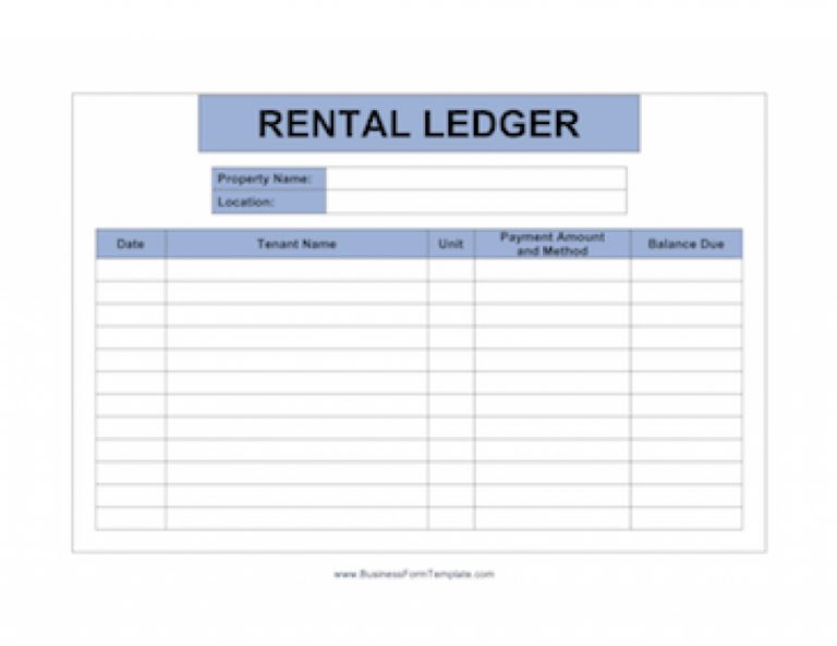 Landlord Documents Templates Regarding Free Printable Rent Ledger