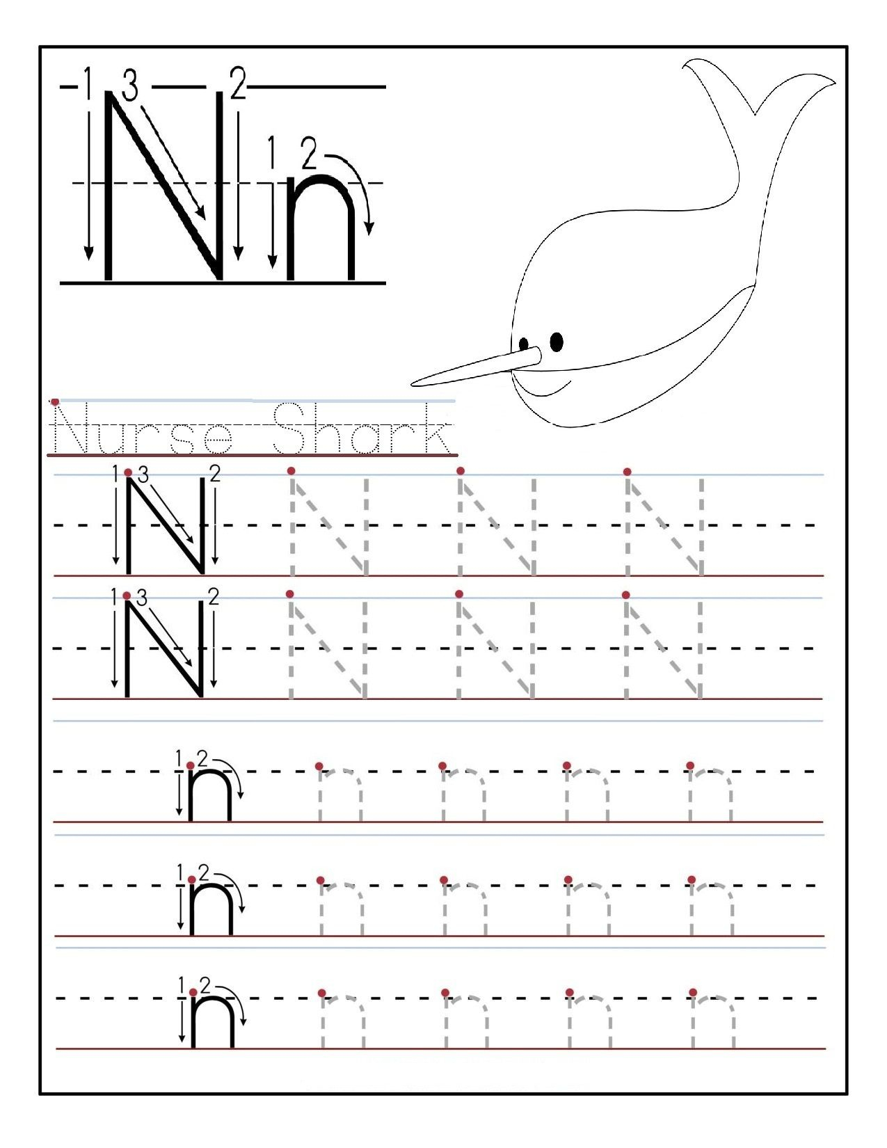 Letter N Worksheets For Preschool And Kindergarten - Preschool And - Free Printable Alphabet Tracing Worksheets For Kindergarten