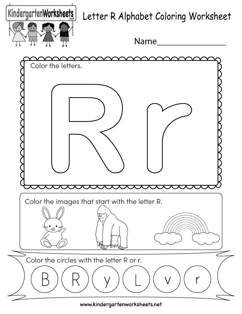 Letter R Coloring Worksheet - Free Kindergarten English Worksheet - Free Printable Preschool Worksheets For The Letter R