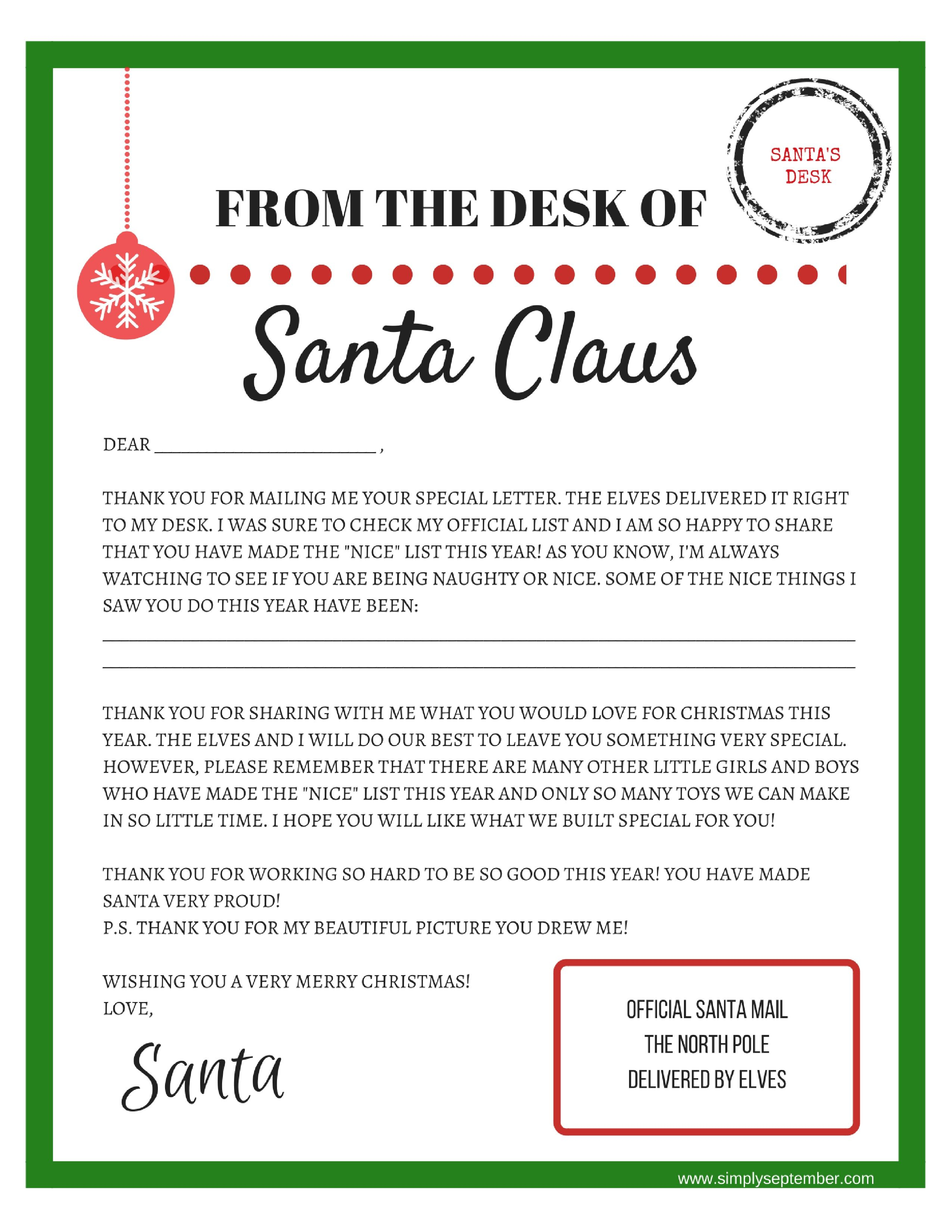 Letters To And From Santa: Free Printables | Holiday ✨ | Favorite - Free Personalized Printable Letters From Santa Claus
