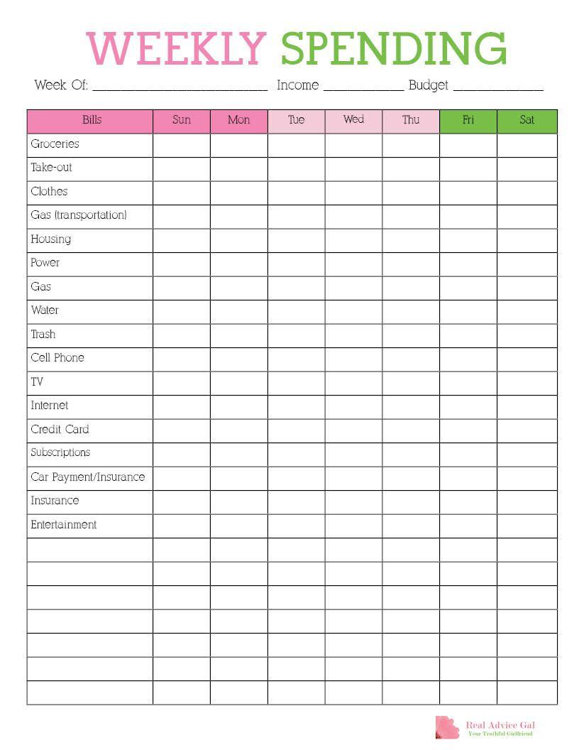 List Down Your Weekly Expenses With This Free Printable Weekly - Free Printable Budget Templates