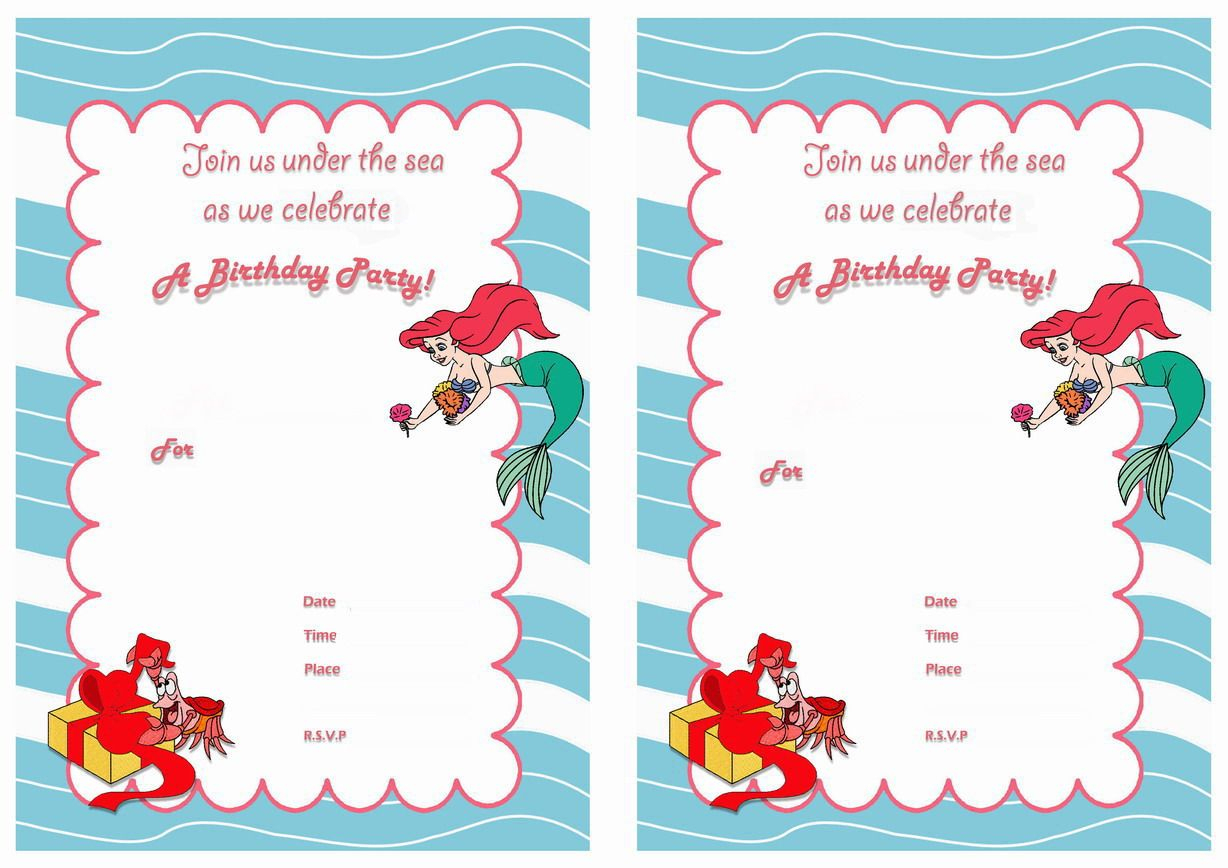 Little Mermaid Free Printable Birthday Party Invitations | Birthday - Free Little Mermaid Printable Invitations