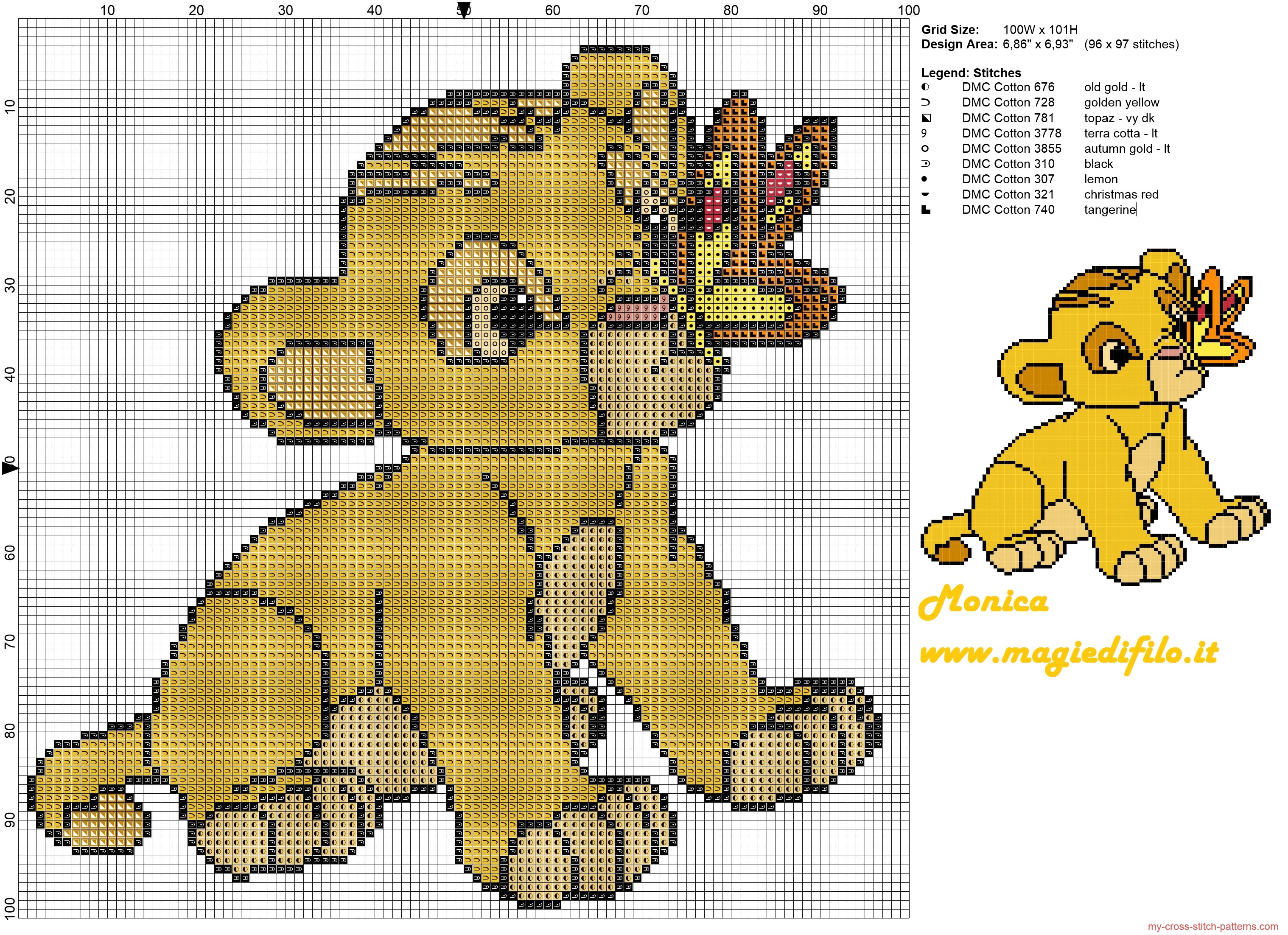 Little Simba (The Lion King) Cross Stitch Pattern - Free Cross - Baby Cross Stitch Patterns Free Printable