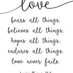 Love Never Fails   Free Printable | Free Printables | Wedding Quotes   Love Is Patient Love Is Kind Free Printable