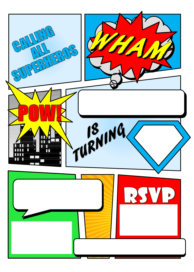 Make Your Own Comic Book Printable | Superhero Comic Book Party - Free Printable Superman Invitations