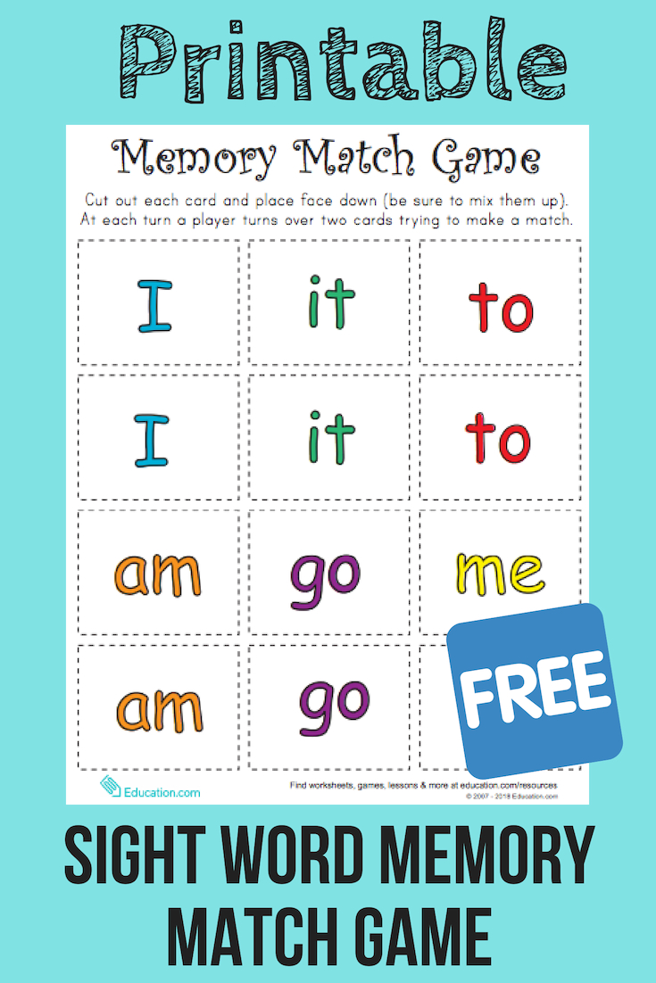 Match Game: Sight Word Memory Match | Reading | Pinterest | Sight - Literacy Posters Free Printable