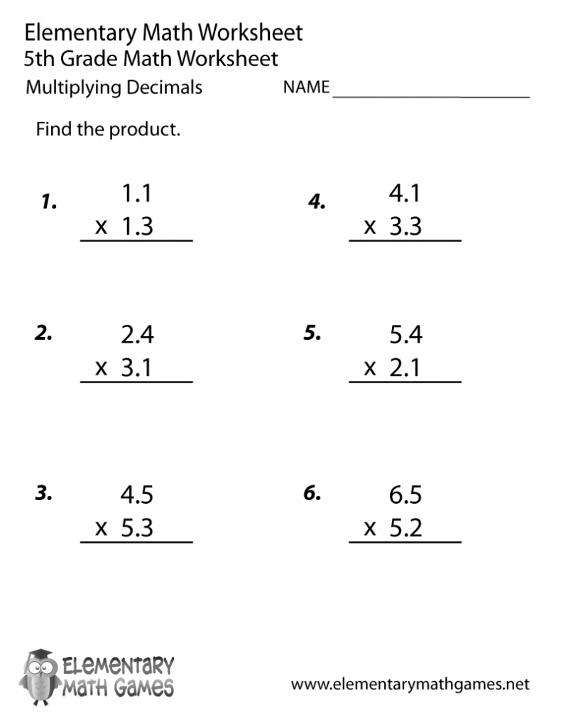 Math Worksheets 5Th Grade Multiplying Fractions Multiplication Pdf - Multiplying Decimals Free Printable Worksheets