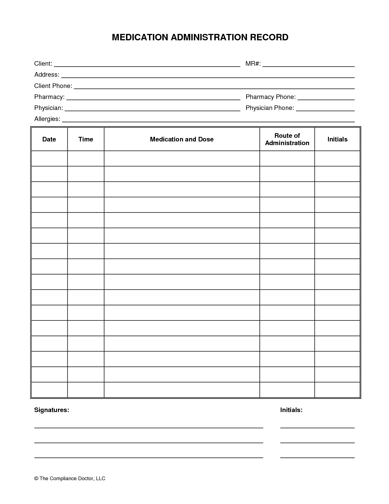 Medication Administration Record Form | Organization | Pinterest - Free Printable Forms For Organizing