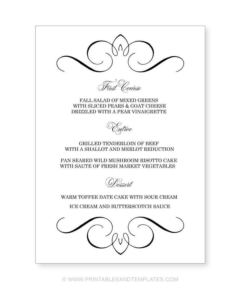  Menu Template Free Printable Word 