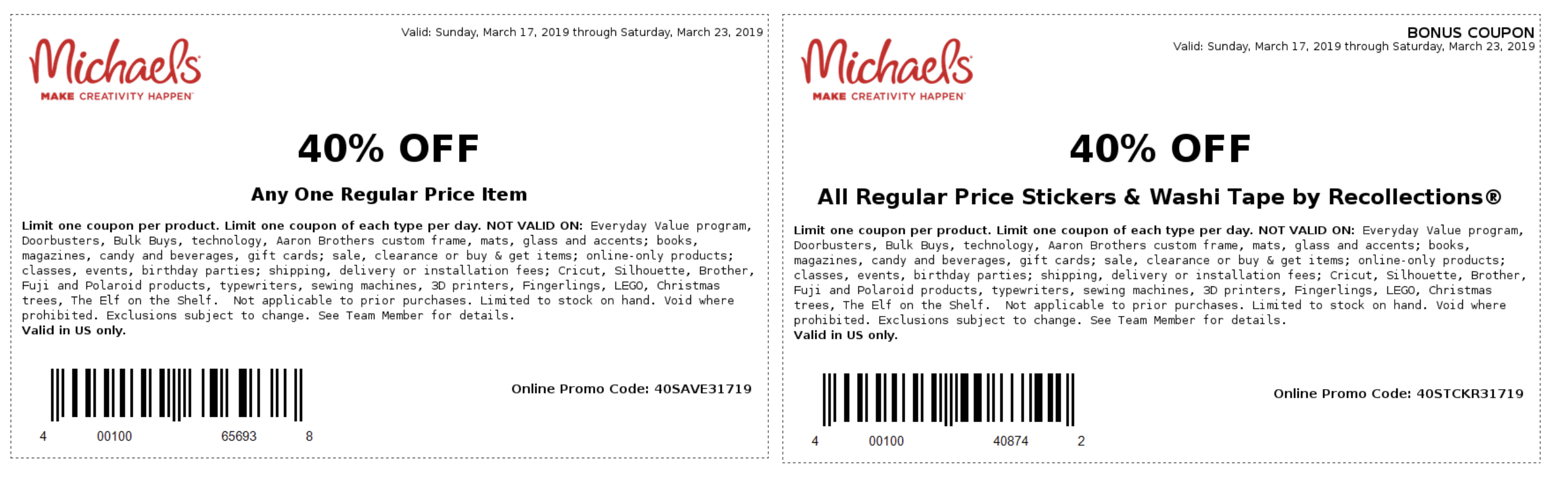 Michaels Coupons In Store (Printable Coupons) - 2019 - Free Printable Michaels Coupons