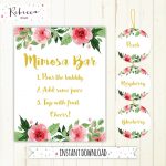 Mimosa Bar Sign Juice Labels Mimosa Bar Printable Sign Floral | Etsy   Free Printable Mimosa Bar Sign