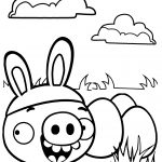 Minion Pig Stealing Easter Eggs Coloring Page | Free Printable   Free Printable Easter Drawings