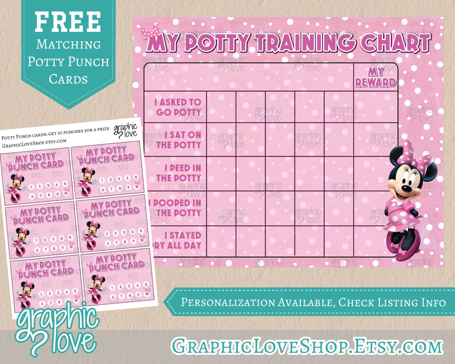 Minnie Mouse Pink Potty Training Chart, Free Punch Cards | Disney - Free Printable Minnie Mouse Potty Training Chart