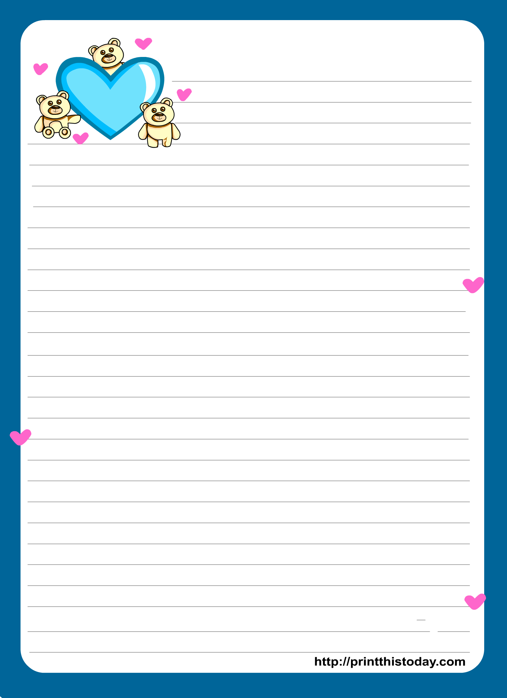 Miss You Love Letter Pad Stationery | Lined Stationery | Free - Free Printable Stationary