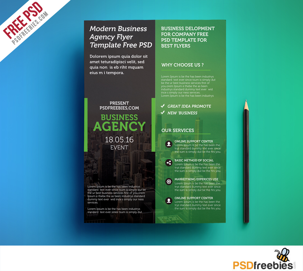 Modern Business Agency Flyer Template Free Psd | Psdfreebies - Business Flyer Templates Free Printable