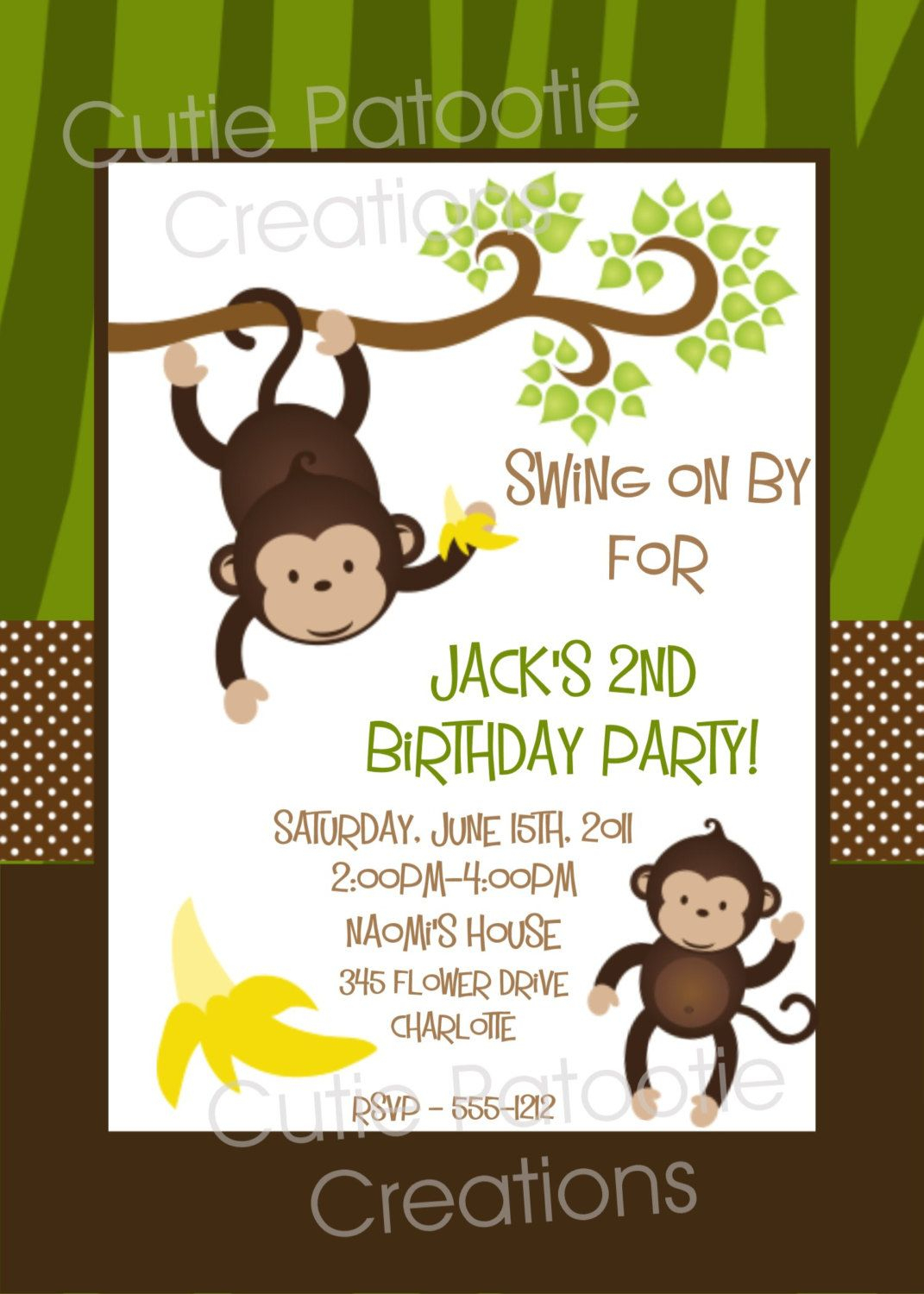 Monkey Birthday Invitation Monkey Birthday Party Invitation - Free Printable Monkey Birthday Party Invitations