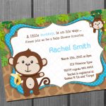Monkey Blue Boy Baby Shower Invitation Free Thank You Card Printable   Free Printable Jungle Safari Baby Shower Invitations