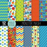 Monster Digital Paper Monsters Scrapbooking Paper Party | Etsy   Free Printable Pattern Paper Sheets