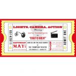 Movie Ticket Cinema Drive In Birthday Party Printable Invitation   Free Printable Movie Themed Invitations