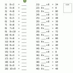 Multiplication Facts Worksheets 8 Times Table Test 1 | Math   Free Printable Multiplication Fact Sheets