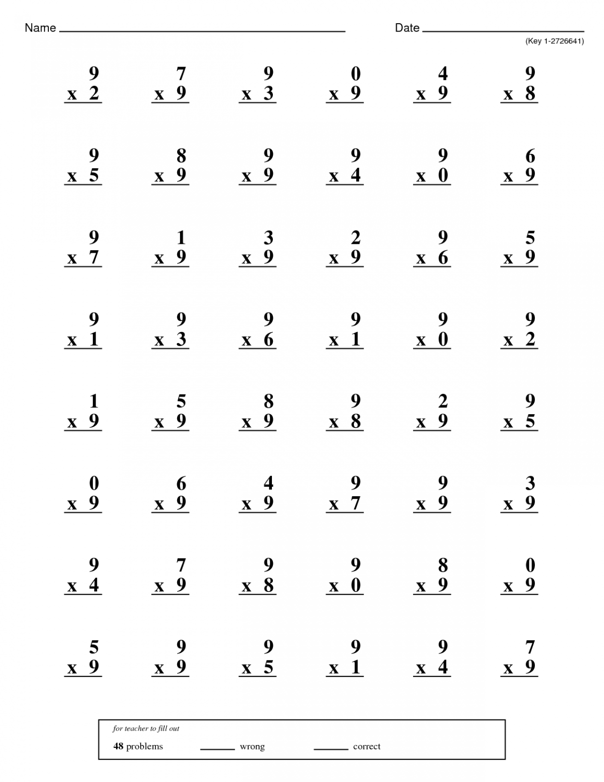 Multiplication Timed Test Worksheet. Time. Alistairtheoptimist Free - Free Printable Multiplication Timed Tests