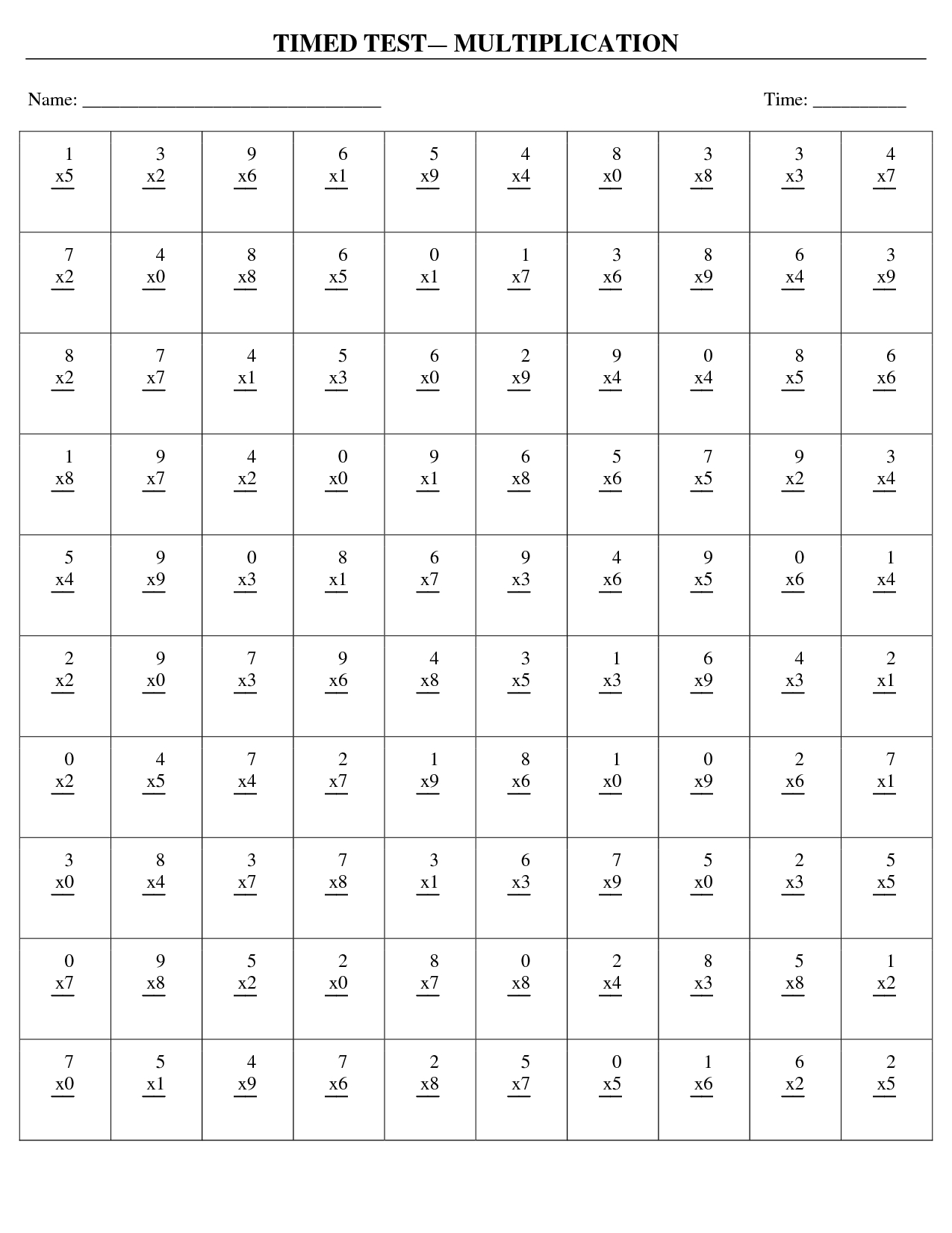 Division Timed Test