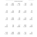 Multiplying 2 Digit2 Digit Numbers With Various Decimal Places (A)   Free Printable Multiplying Decimals Worksheets
