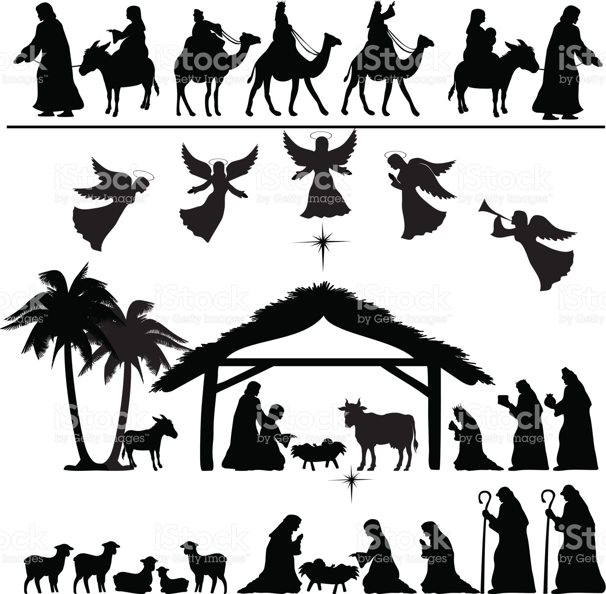 Nativity Silhouette Set. Eps 8. | All I Want For Christmas - Free Printable Nativity Silhouette