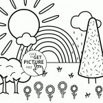Nature Coloring Page For Kids With Rainbow, Printable Free | Coloing   Free Printable Nature Coloring Pages