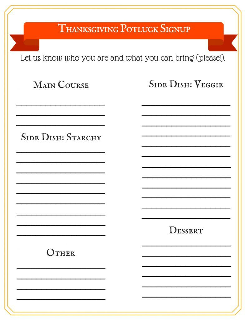Need Some New Ideas For Your Thanksgiving Meal? Grab This Free - Free Printable Sign Up Sheets For Potlucks