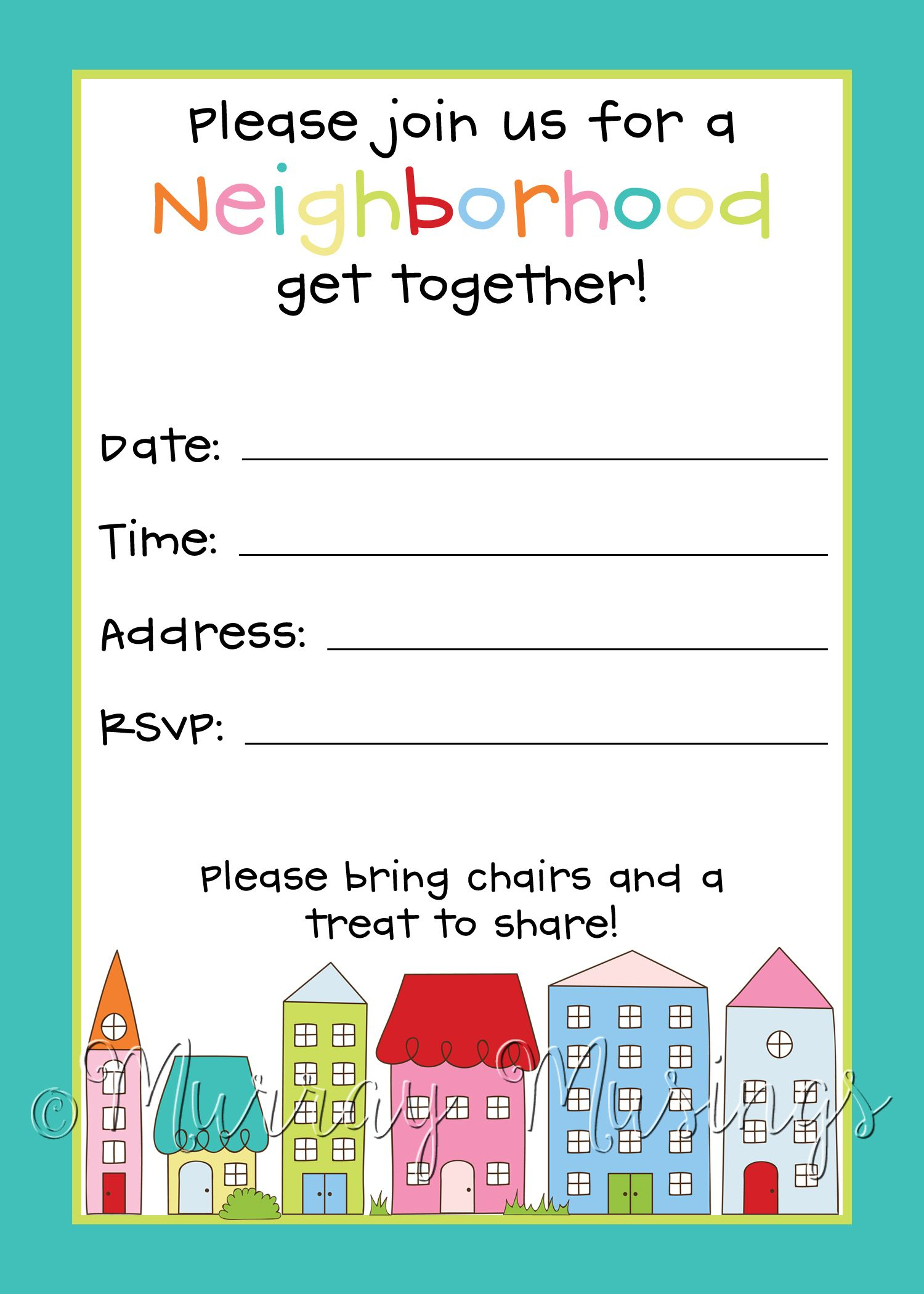 Neighborhood Block Party Invitation #freeprintable | Free Printables - Play Date Invitations Free Printable