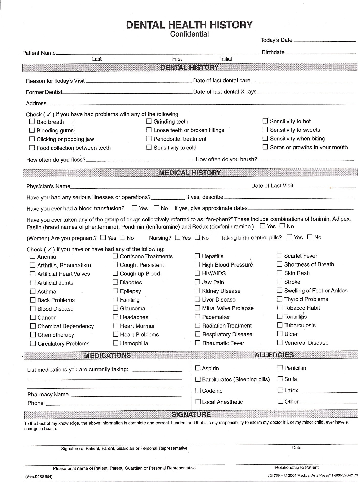 Personal Medical History Template
