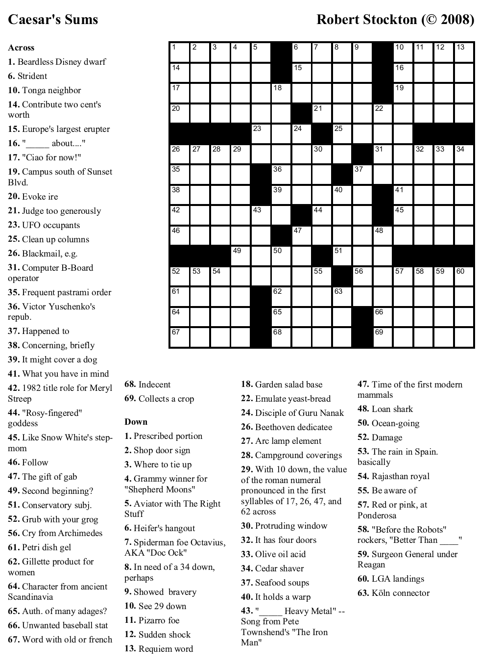 Free La Times Crossword Printable