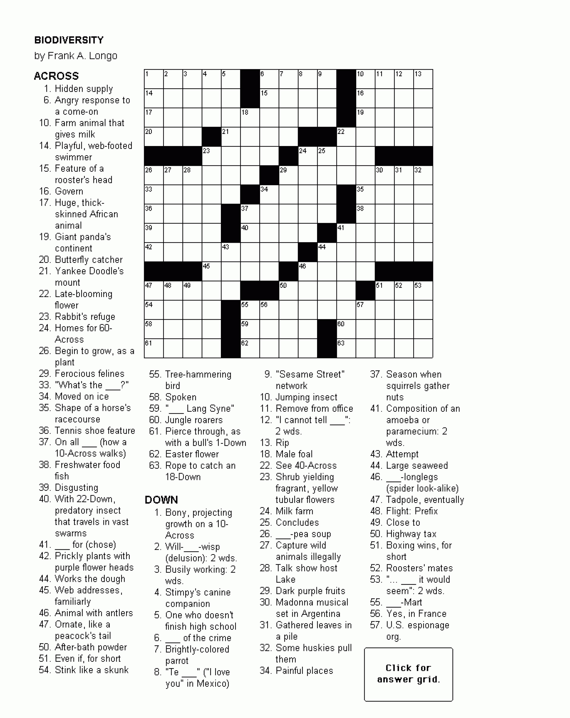 Printable Newspaper Crossword Puzzles For Free Free Printable