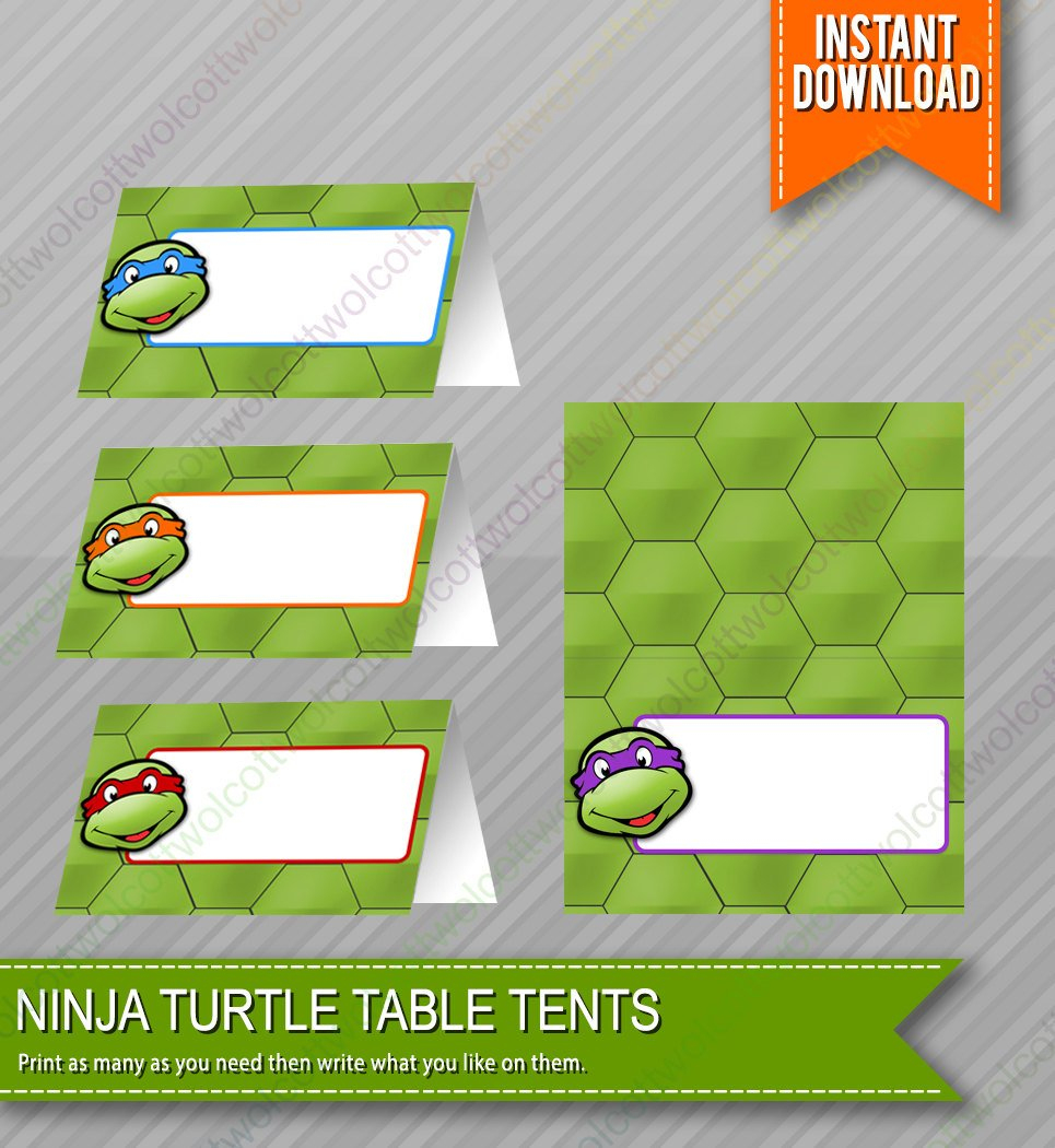 Ninja Turtles Birthday Food Table Tents Cards Blank Instant | Etsy - Free Printable Tmnt Food Labels