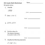 Ninth Grade Math Practice Worksheet Printable | Teaching | Pinterest   9Th Grade Algebra Worksheets Free Printable
