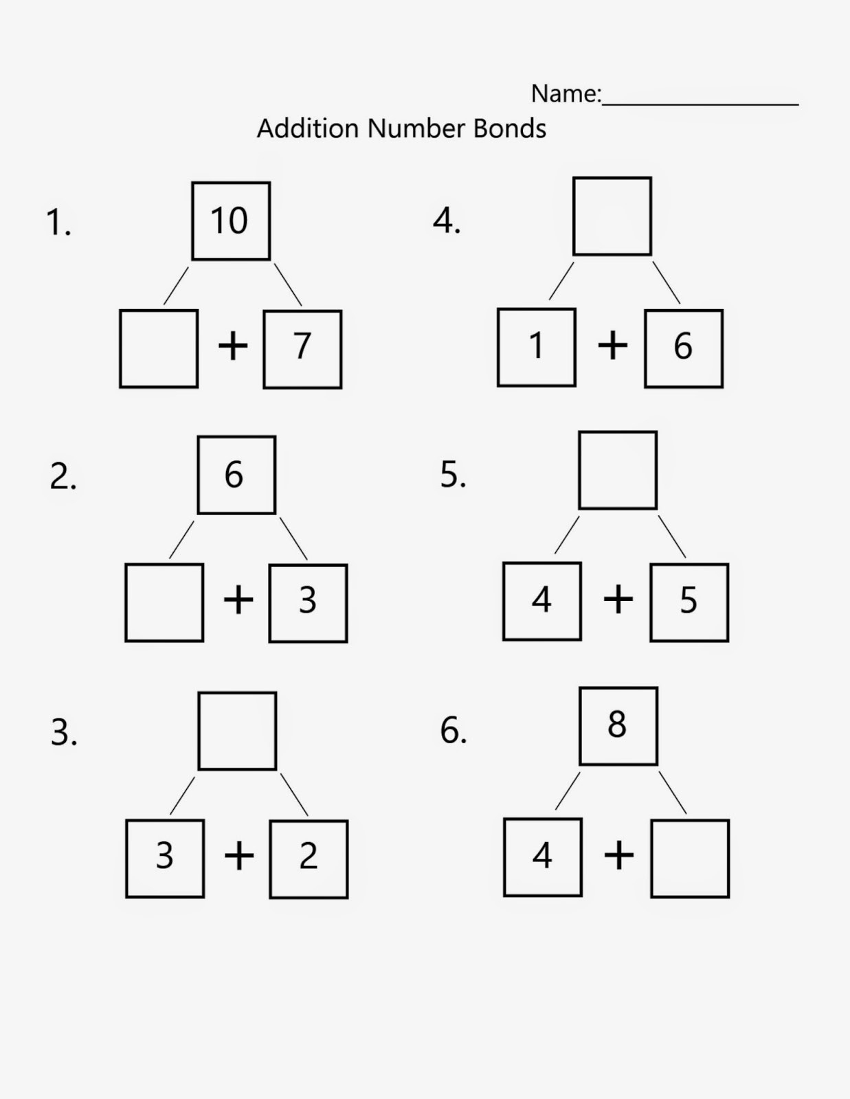 Number Bonds Challenge Worksheet