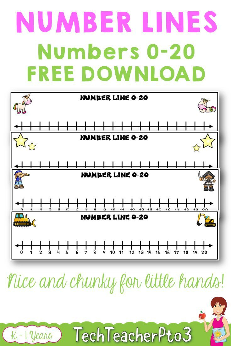 Number Lines 0 To 20 Unicorns Stars Construction Pirates Free - Free Printable Number Line 0 20