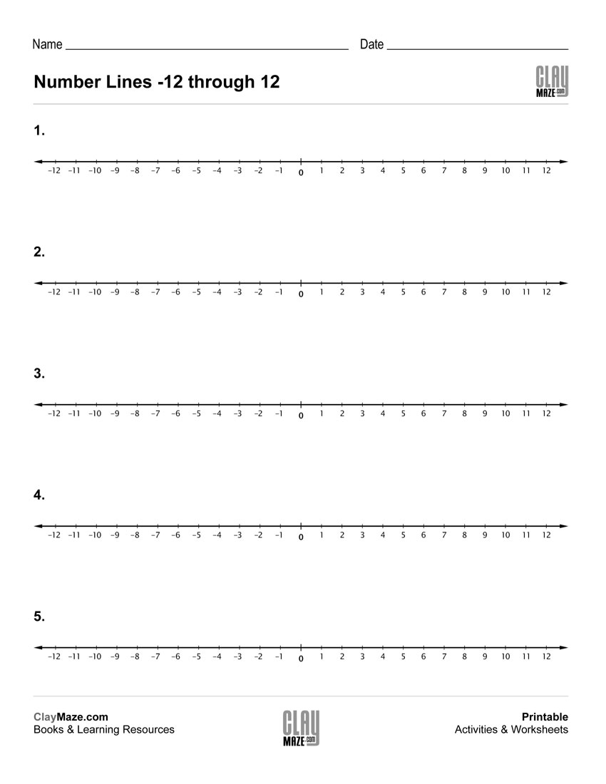 Number Lines (-12 Through 12) | Free Printable Children&amp;#039;s Worksheets - Free Printable Number Line Worksheets