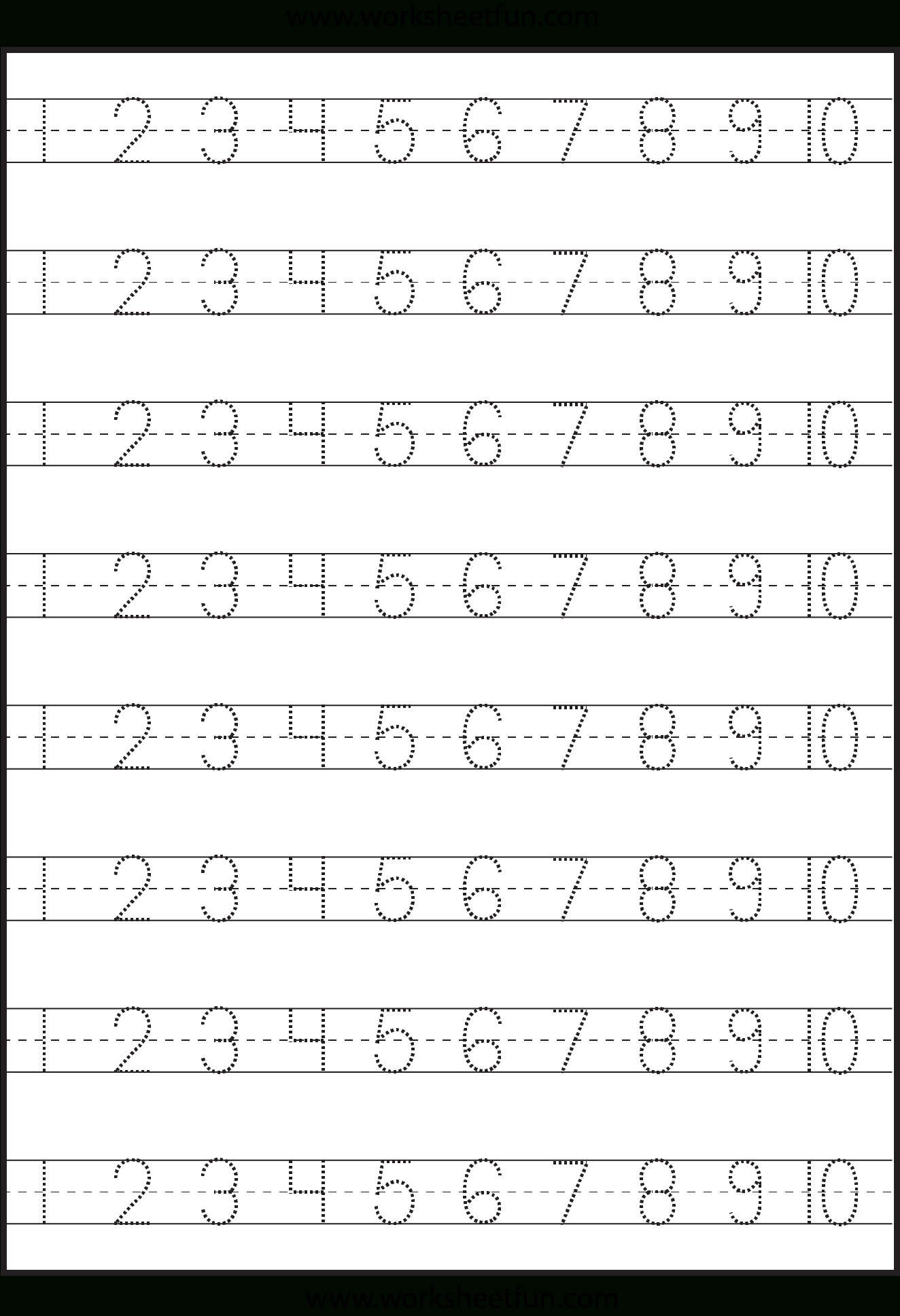 Number Tracing – 1-10 – Worksheet / Free Printable Worksheets - Free Printable Number Worksheets For Kindergarten