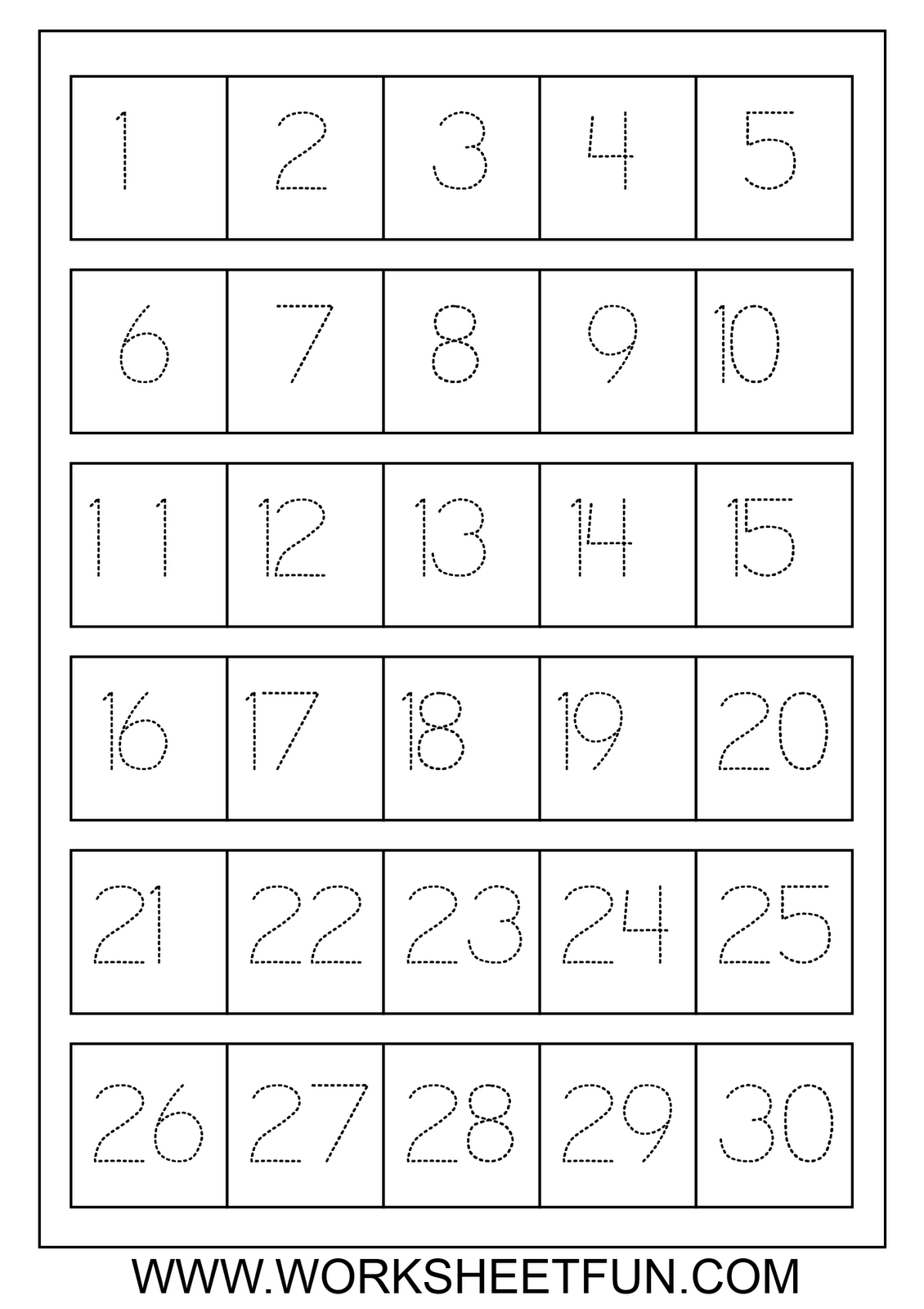 Number Tracing 1-30 - Review Work | Teaching: Math | Pinterest - Free Printable Number Line To 30