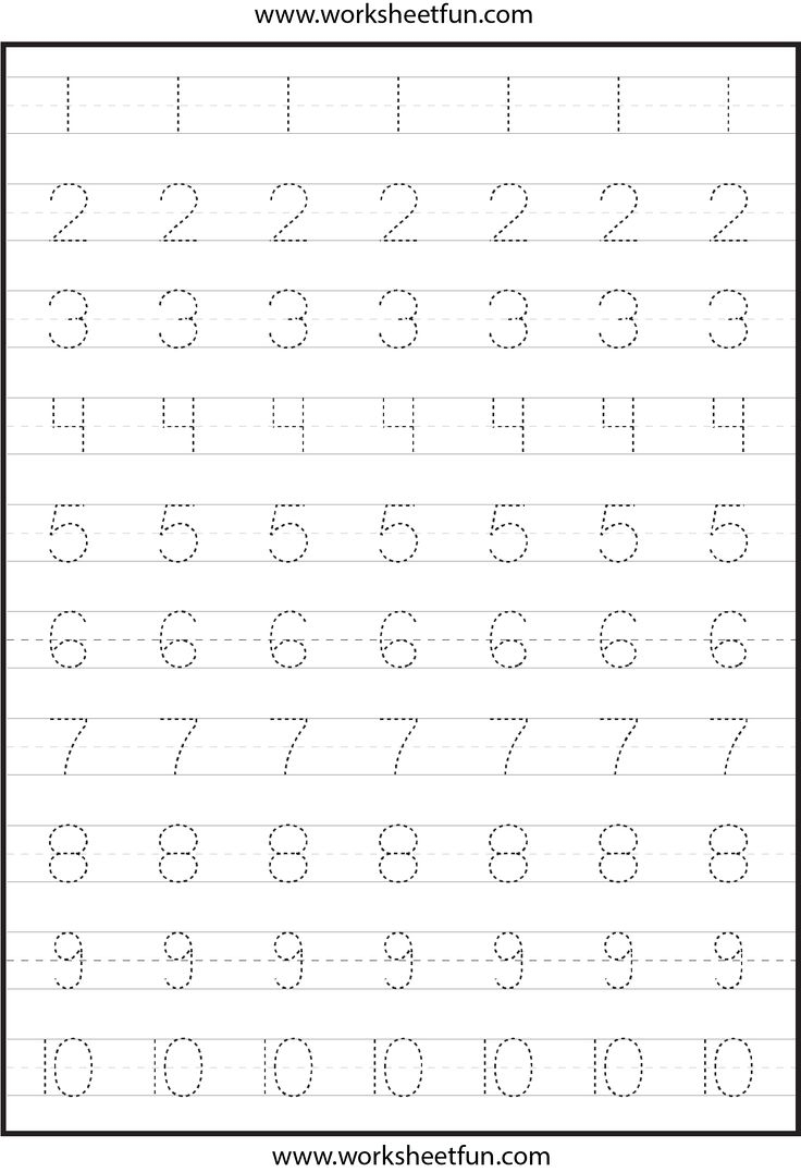 Number Tracing Worksheets For Kindergarten- 1-10 – Ten Worksheets - Free Printable Tracing Numbers 1 20 Worksheets