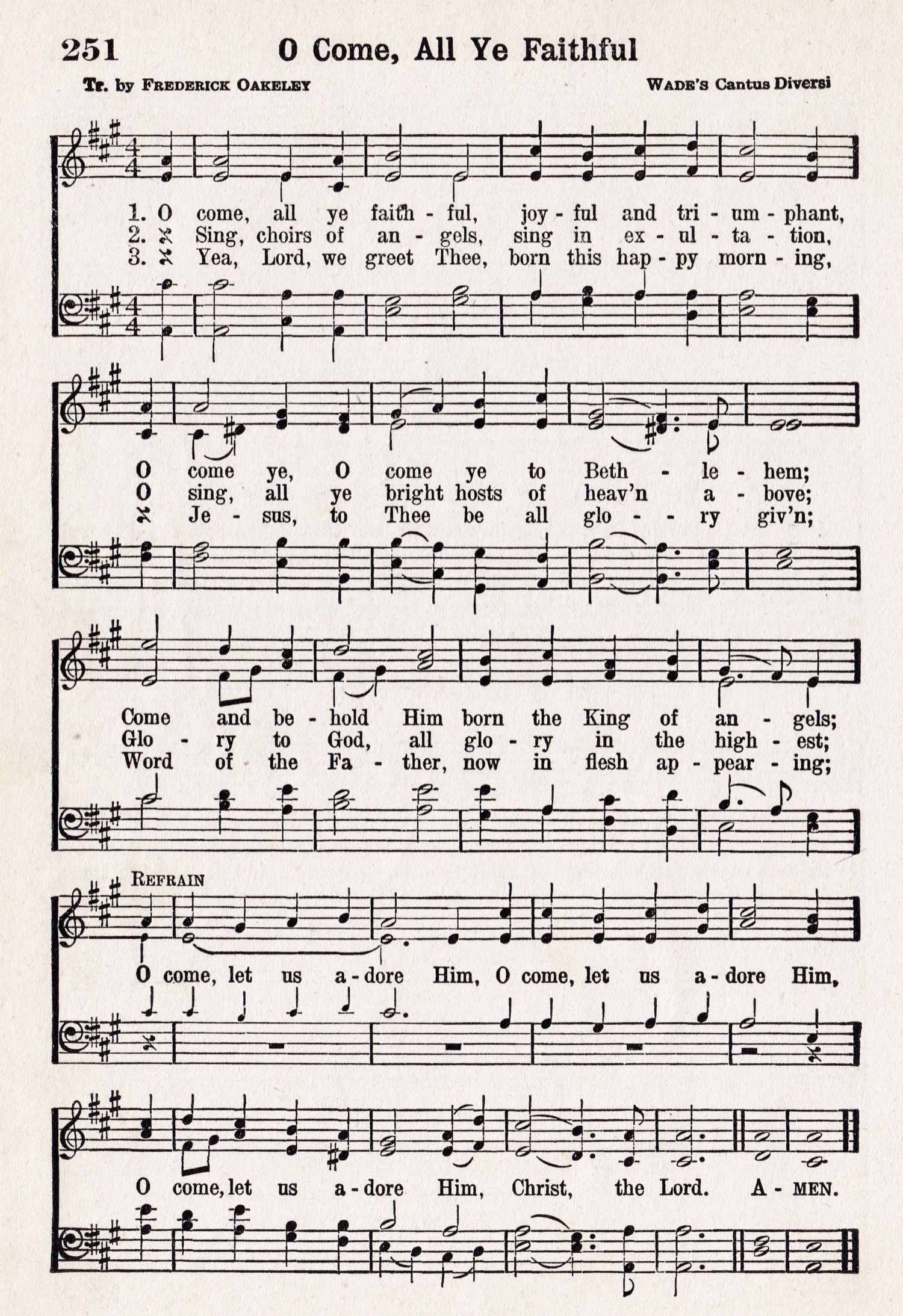 O Come, All Ye Faithful - Printable Antique Christmas Music Page - Free Printable Lyrics To Christmas Carols