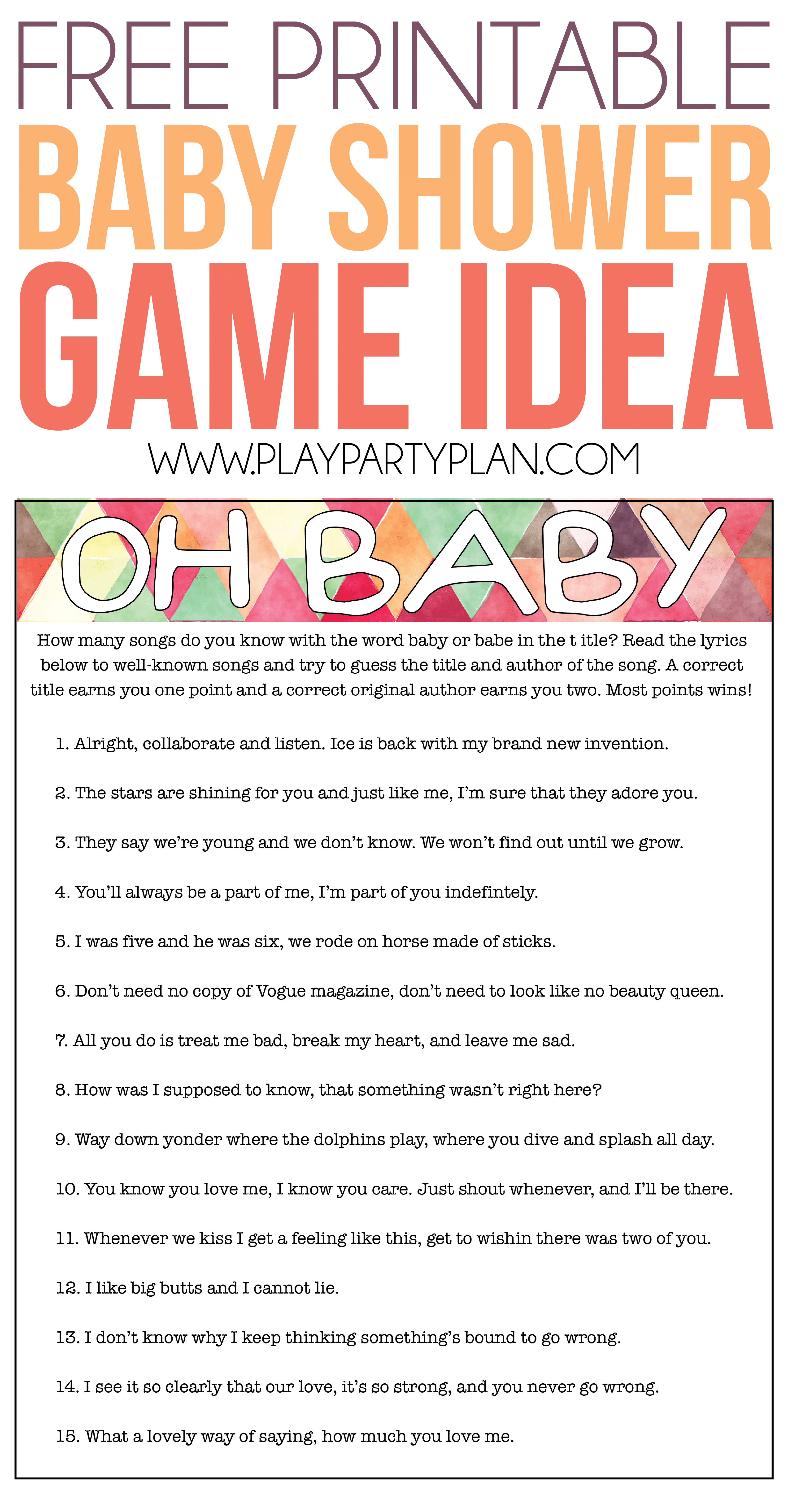 Oh Baby! Free Printable Baby Shower Game Expecting Moms Will Love - Name That Tune Baby Shower Game Free Printable