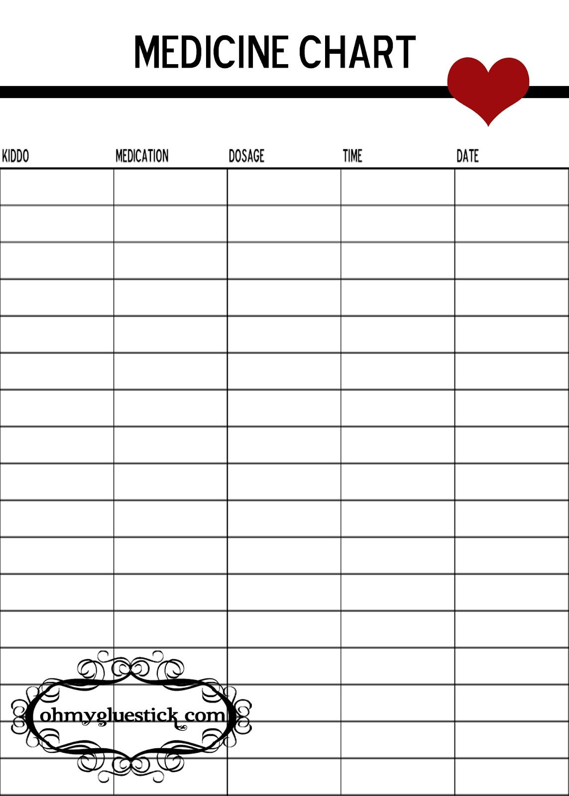 Oh My Gluestick: Free Printable Medicine Chart | Stuff | Free - Free Printable Medical Chart Forms