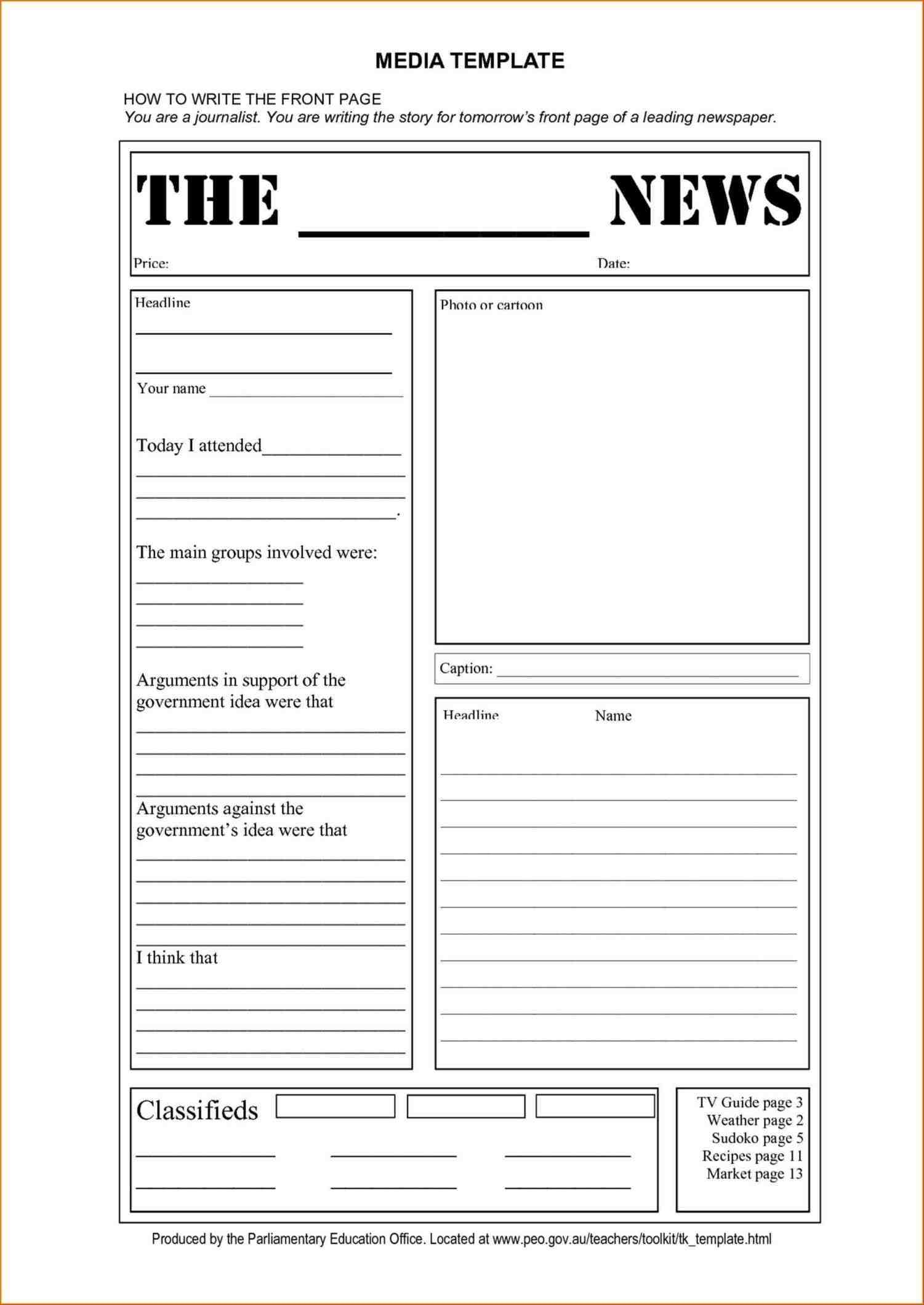 Oracle-Bi-Developer-Design-Blank-Newspaper-Template-For-Word - Free Printable Newspaper Templates For Students
