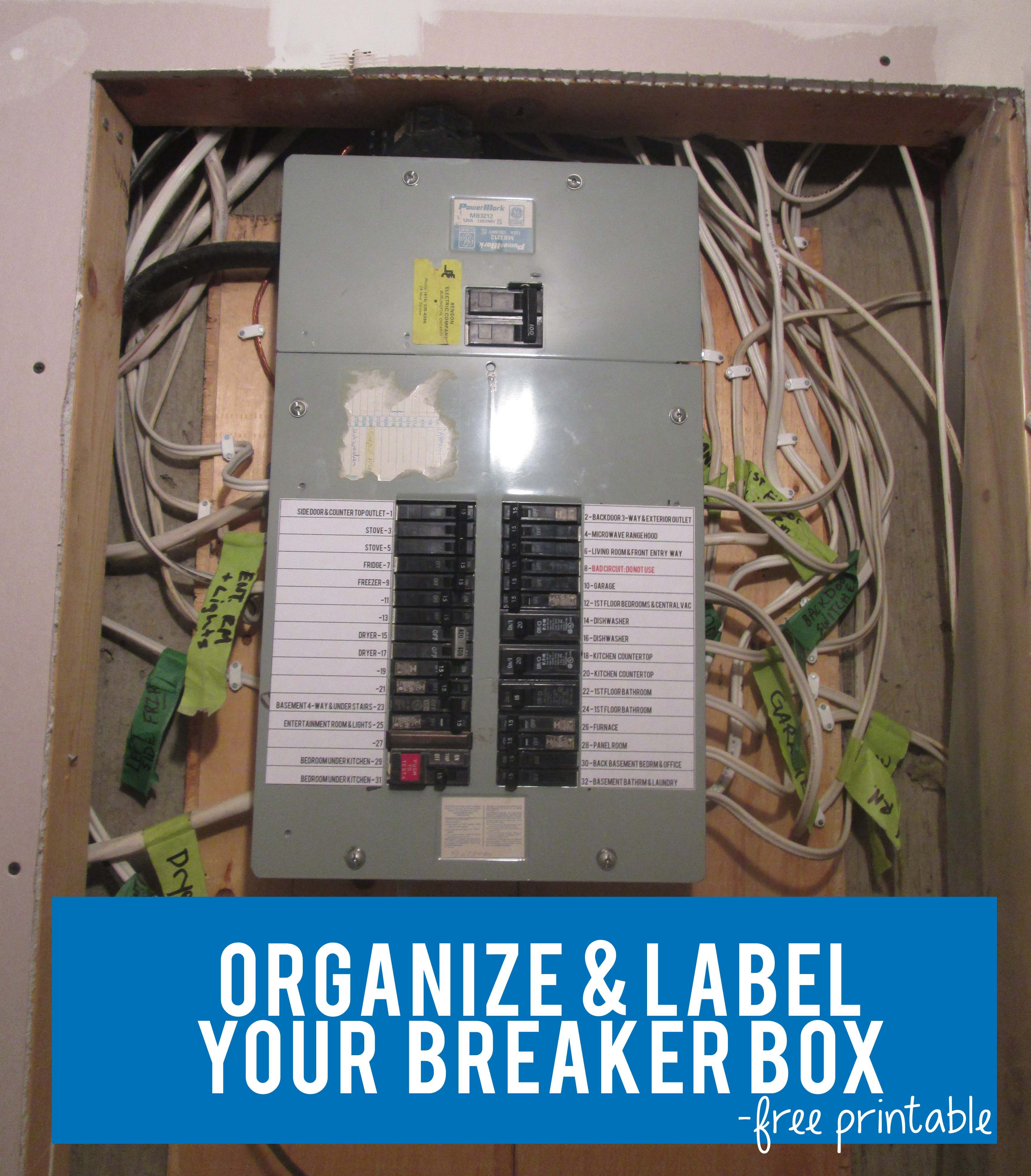 Organize &amp;amp; Label Your Circut Breaker Box With Free Circuit Label - Free Printable Circuit Breaker Panel Labels