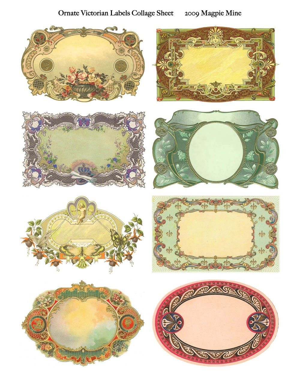 Ornate Victorian Labels Collage Sheet - Instant Download - Fancy - Fancy Labels Printable Free