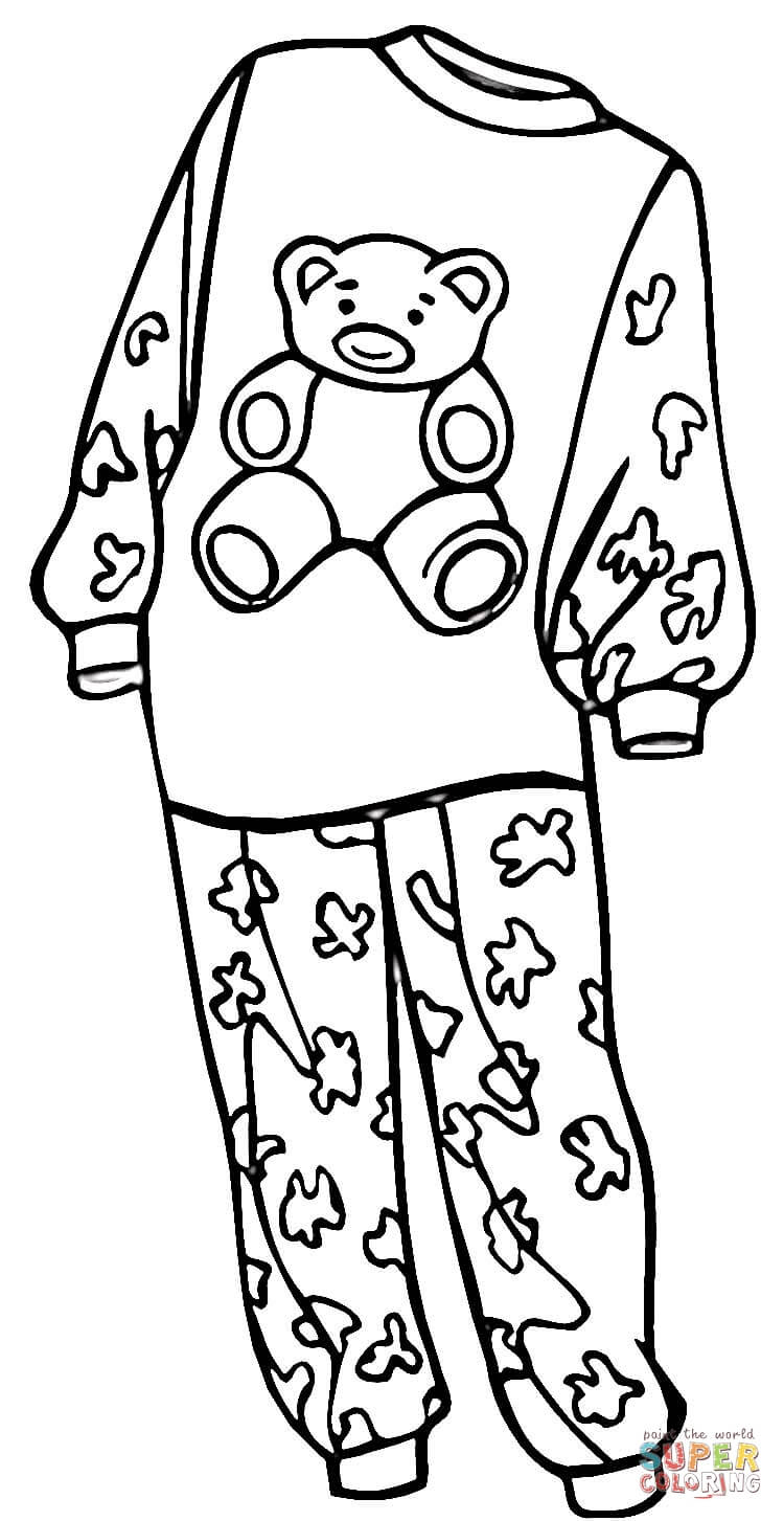 Pajamas For A Girl Coloring Page | Free Printable Coloring Pages - Free Printable Pajama Coloring Pages